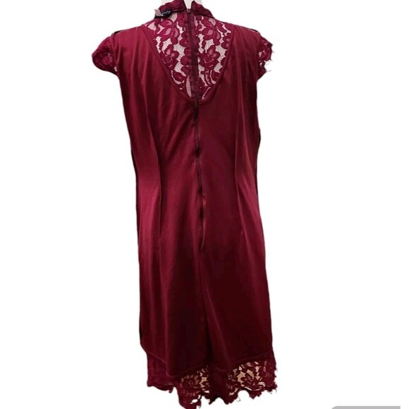 Simply Styled by Sears Lace Knee Length Burgundy Dress Size L Made In India - Picture 8 of 11